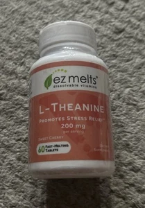 EZ Melts ~ L-Theanine ~ 200mg ~*Sweet Cherry*~ 60 Tabs ~ Sealed ~ Exp.9/26 - Picture 1 of 5
