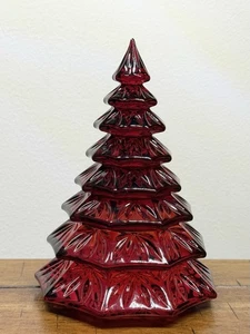 WATERFORD Crystal Christmas 6 1/2” Large Solid Ruby Red Tree #145996 #3 - Picture 1 of 7