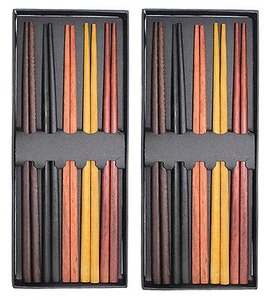 Juego de 2 cajas (10 pares) - palillos de madera de sushi estilo japonés multicolores - Imagen 1 de 3