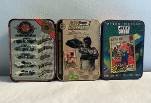3 NASCAR Metal Collector Tins With 15 (5 Ea) Embossed Metal Collector Cards - Picture 1 of 22