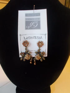 Bee Pierced Earrings La Contessa by Mary DeMarco  Swarovski Crystals - Picture 1 of 3
