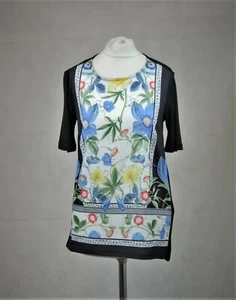Warehouse Black Botanical Placement Tee Size 6 Uk Rrp £29 CR019 AA 03 - Picture 1 of 5
