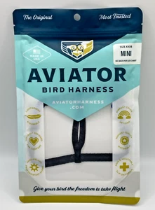 The AVIATOR Bird Harness and Leash Size MINI XXXS Black - Picture 1 of 6