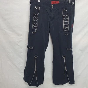 Tripp Jeans Size 11 Juniors Black Pants Wide Leg Zippers - Picture 1 of 3