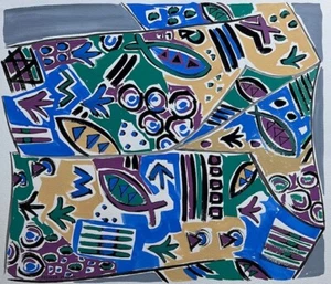 BELINDA WILSON AUSTRALIAN LARGE SCREENPRINT " ABSTRACT FISH" 1995 - Picture 1 of 6