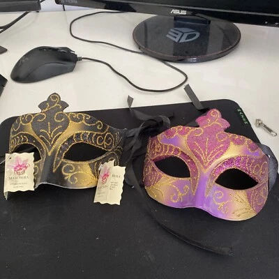 Maschera Italian/Venetian Men’s/Ladies Masquerade Masks Set Fancy Dress Cosplay - Image 1 of 4