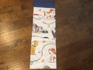 NWT Fabric SHOWER CURTAIN DOGS puppies Playing With Navy trim - Picture 1 of 2