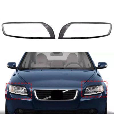 2x Clear Headlight Cover Lens Shell Lampshade Mask Glue For Volvo S40 2006-2012 - Image 1 of 4