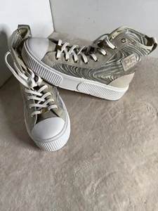 New PF Flyers High Top Sneakers Allston Fashion Mesh Cement Mirage Women’s 9.5 - Picture 1 of 10