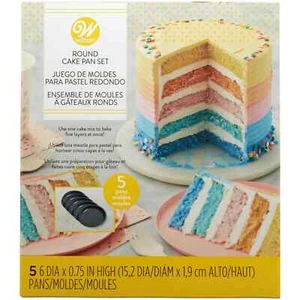 Wilton Easy Layers 6 Inch Cake Pan Set Of 5 NIB - Picture 1 of 6