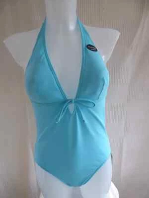 BNWT F&F size 12 turquoise h'neck lined front pad cup swimming costume - Image 1 of 4
