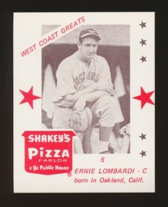 1975 Shakey's Pizza "WEST COAST GREATS" -#5 ERNIE LOMBARDI (Cincinnati Reds)