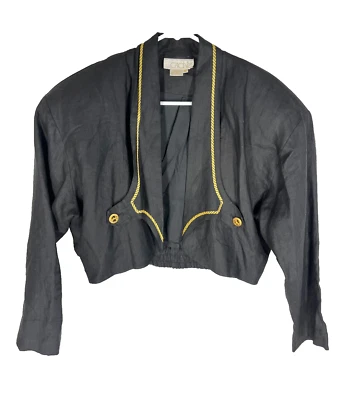 CACHE Jacket M Military Nautical Linen Black Open Old Money Classy Business - Image 1 of 4