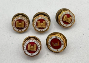 Lot Of 5 Vintage US Army Corps Of Engineers 1/10 10K GF Service Hat Lapel Pins - Picture 1 of 6