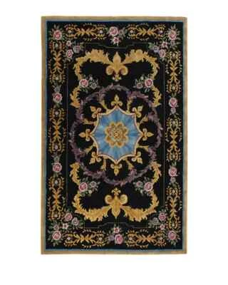 Alfombra negra hecha a mano vintage acolchada para sala de estar grande para sala de estar Foto 1 de 4