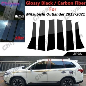 6Pcs Black Door Sticker Pillar Post Cover Trim For Mitsubishi Outlander 2013-21 - Picture 1 of 8