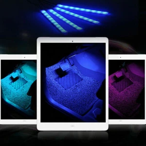 Car Interior Footwell 9 LED Strip Lights RGB Multicolour Remote Atmosphere Lamp - Picture 1 of 12