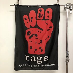 1994 90s Vtg Rage Against the Machine Nylon Banner Flag Tapestry Vintage 29x42" - Picture 1 of 12