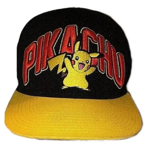 2015 Nintendo Pokemon Pikachu Black & Yellow Snapback Hat Cap Excellent - Picture 1 of 6