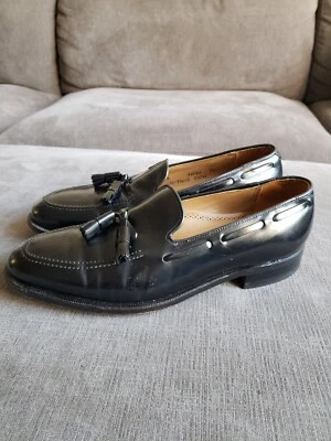 Size 10.5 - Men's Johnston & Murphy  Tassel Loafers Black Leather Slip On Insert - Image 1 of 4