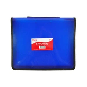 Stat A4 Zipper Binder 2 Ring Cloth Bound Strong Polypropylene with Handle Blue - Imagen 1 de 1