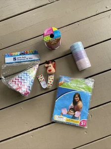 Lot Of 5 Christmas Little Wishes Pacifier Holder Reindeer / Ribbons/ Party Hats/ - Picture 1 of 5