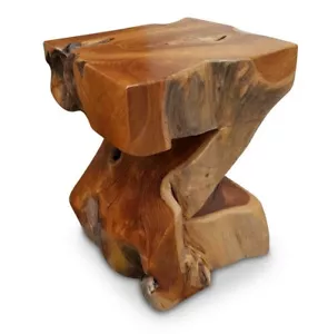 Wood Side Table Root Wood Table 40 x 30cm Teak Solid Wood Pedestal - Picture 1 of 5
