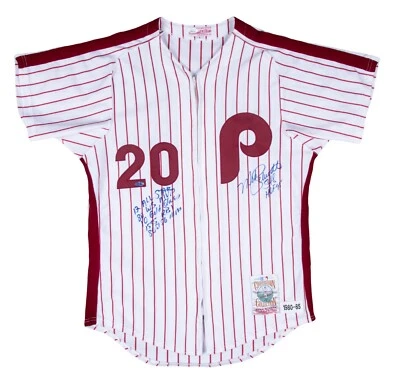 Beautiful Mike Schmidt Signed Inscribed Philadelphia Phillies STAT Jersey JSA - Image 1 of 4