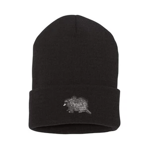 Wildlife Hedgehog porcupine embroidered beanie hat, custom embroidered beanie - Picture 1 of 2