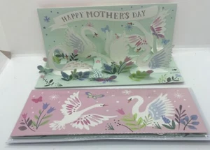 Tarjeta de felicitación panorámica emergente - Tarjeta del Día de la Madre Spring Swans A340 - Imagen 1 de 4