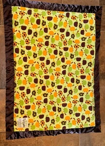 My Blankee Turtle Print Satin & Minky Baby Security Blanket 40x29" Satin Trim - Picture 1 of 6