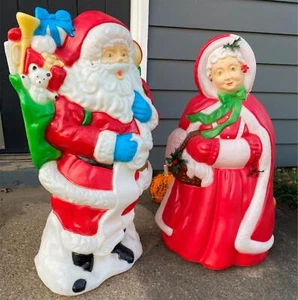 Vtg Santas Best Mr & Mrs Claus 42" Blow Mold Christmas Decor Toy Sack Holiday! - Picture 1 of 8