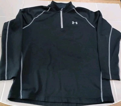 Under Armour 1/4 Zip Mens XL Black Fitted ColdGear Infrared Logo Long Sleeve  - Image 1 of 4
