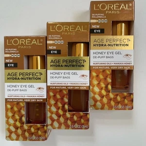 (3) L’oreal Age Perfect Hydra Nutrition Honey Eye Gel De Puff Bags 0.5oz new - Picture 1 of 3