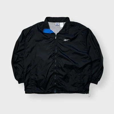 Vtg 90s Reebok Windbreaker Jacket, Full Zip, Lined, Vector Logo, Zip Pockets, XL - Image 1 of 4