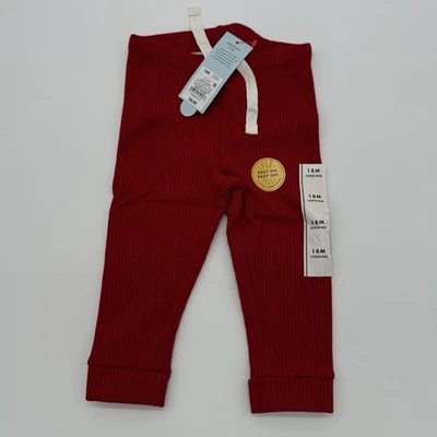 Cat and Jack Girls Red Ribbed Leggings Size 18 Months Casual Spring - Image 1 of 4