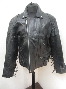 VINTAGE 80ER JAHRE SKINTAN FRANSEN LEDER MOTORRAD JACKE GR 52 ODER XL 2,7KG - Bild 1 von 16