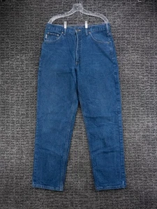 Carhartt Jeans Mens 35x34 Blue Flannel Lined Relaxed Fit Cotton Denim Workwear - Picture 1 of 12