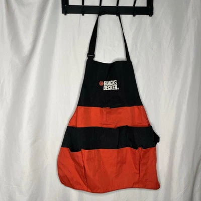 Black & Decker Adjustable Neck/Waist Orange & Black Canvas Apron Tool Pouches - Image 1 of 4