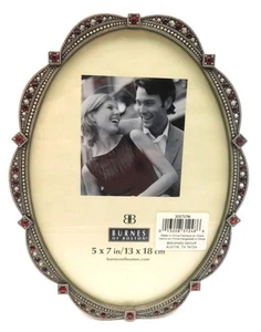 Burnes of Boston 5" x 7" Ornate Jeweled Oval Picture Photo Frame Wedding - Picture 1 of 6