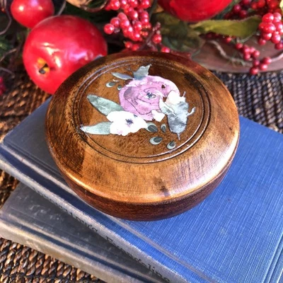 "Joyero de baratija de 4"" decorativo artesanal con tapa de madera" Foto 1 de 4