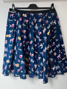 Women’s Cath Kidston Park Dogs Navy Cotton Summer Skirt Size Small S - Picture 1 of 6