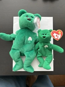 TY Beanie Baby - ERIN der irische Bär (8,5 Zoll) mit Teenie Beanie neu mit Etikett - Bild 1 von 6
