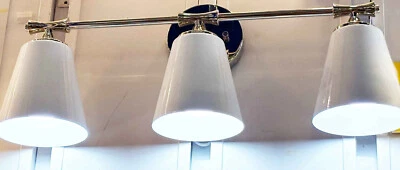 Kichler 3-Light Vanity Brushed Nickel Gloss White Metal Shades 4968578 NEW NIB - Image 1 of 4