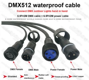 Outdoor IP65 Party LED Par lights Power Cable Waterproof Stage Lights DMX Cable - Zdjęcie 1 z 3