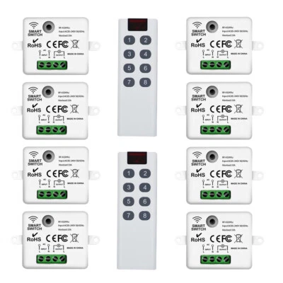 8pcs mini receiver relay radio switch light switch 8 zone RF remote control - Image 1 of 4