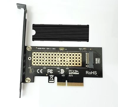 Tarjeta adaptadora PCIE x4 4.0 con disipador térmico negro para SSD M.2 NVMe Foto 1 de 4