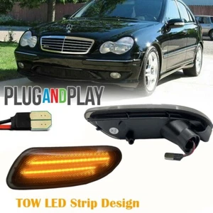 Smoke Bumper LED Side Marker Lights For 2001-2007 Mercedes Benz W203 C Class - Picture 1 of 7