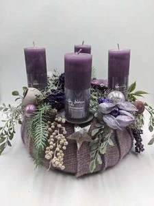 Adventskranz Kugel Stern Herz lila - Bild 1 von 6