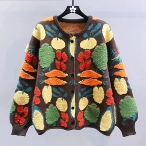 Fruit Abstract Cardigan Knit Cardigan - Picture 1 of 7